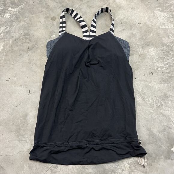 Lululemon Rest Less Tank Black And White Size 6 Built in Bra - Picture 2 of 8